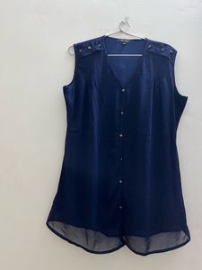 Elegant Navy Blue Sleeveless Top