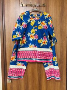 Vibrant Floral Print Kurta Set