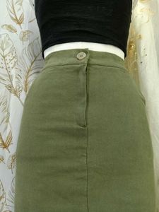 Olive Green Corduroy Midi Skirt