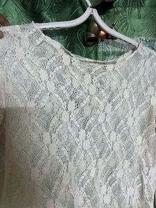 Sheer Lace Bell Sleeve Top