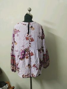 Boho Floral V-Neck Peasant Blouse
