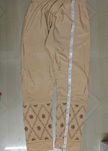 Embroidered Beige women pant