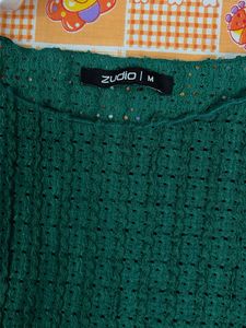 Green Textured Bell Sleeve Top