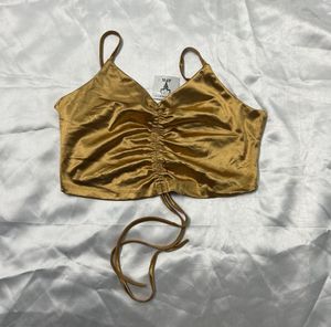 IMPORTED Golden Ruched Camisole Top