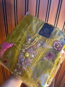 Fully Embroidered Yellow Kurta Set