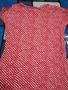 Red &amp; White Striped Tunic Top