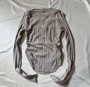 Ribbed Square Neck Long Sleeve Top