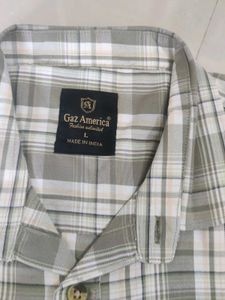 Gaz America Men's Light Olive Green &amp; White Checke