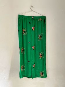Vibrant Green Embroidered Palazzos