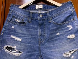 Distressed Denim Bermuda Shorts