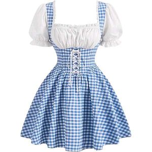 Blue Gingham Cottage core Milkmaid Dress