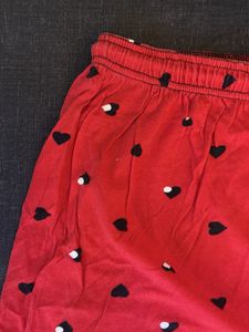 Red Heart Print Shorts