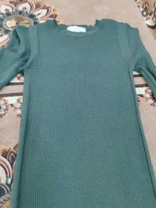 Green Ribbed Knit Maxi Dress