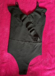 Black Ruffle Bodysuit