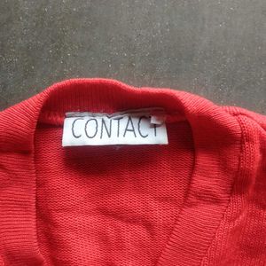 V-Neck Long Sleeve Red Sweater