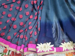 Beautiful Heavy Border Saree with Stitched Blouse