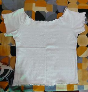 Cream Textured Off-Shoulder Top