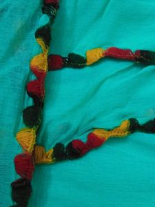 See Green Long Dupatta With Border Woolen Strip