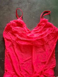 Stunning Red Lace sheer Trim Bodysuit