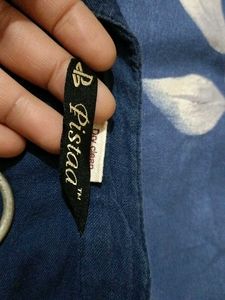 Blue Embroidered Tunic Top
