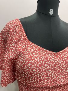 Floral Flutter Sleeve Crop Top