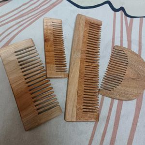 Set of Wooden Hair Combs