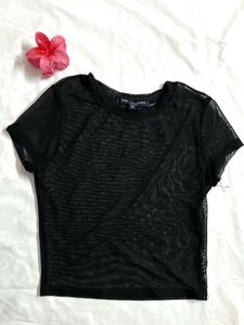Sheer Black Mesh Crop Top