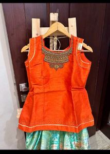 Art silk lehenga top with semi skirt