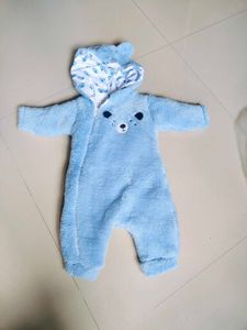 Blue Bear Fleece zip front hooded romper