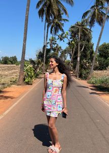 Vibrant Stamp Print Mini Dress
