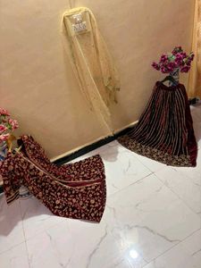 Designer Velvet Lehenga Choli Set
