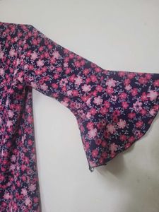 Floral Print Bell Sleeve Top