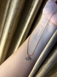 Anti Tarnish Gold Tone Eye Pendant  Necklace