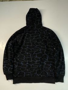 Men's Black Patterned Zip-Up Hoodie