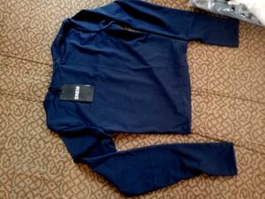 Branded  Square Neck Long Sleeve Top