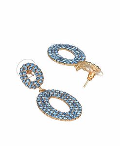 Blue Stone and gold plated Dangle Earrings