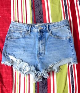 Zara Distressed Denim Shorts