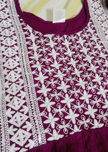 Purple Kurta Set Embroidery with dupatta