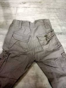 Gray Cargo Pants with Lace Detail
