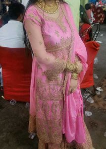 Pink Embroidered sharara set