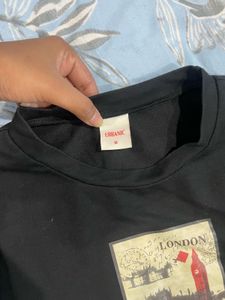 Black London Graphic Cropped Sweatshirt