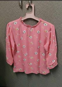 Pink Floral Puff Sleeve Top