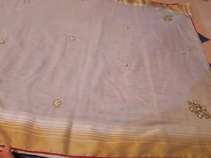 Cotton Work Saree With Stitched Blouse
