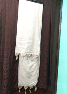 Dupatta thread jhalar designer piece colour cream