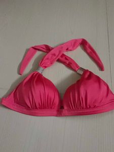 Bright Pink Bikini Top with Embellishments