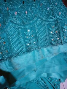 🩵 Grand Blue Netted Lehenga Choli Set