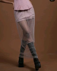 Stylish Pink Corset Top &amp; Sheer skirt Set