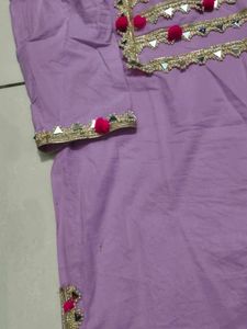 Lavender Kurta Set with Embellishments