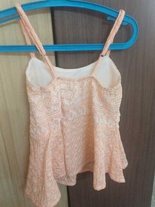 Peach Embroidered Tank Top