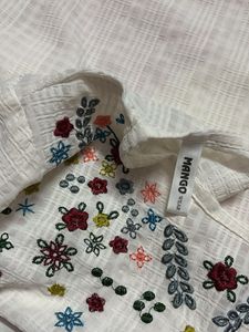 Embroidered White Ethnic Top